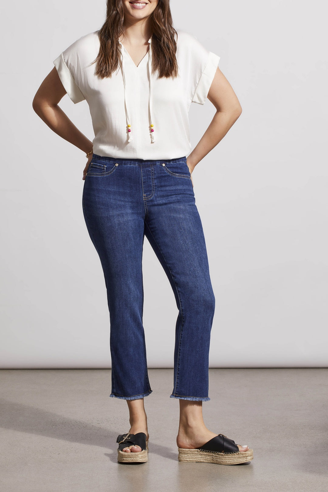Tribal Audrey Pull-On Straight Crop Jean 6733O-2020-2481 Real Blue