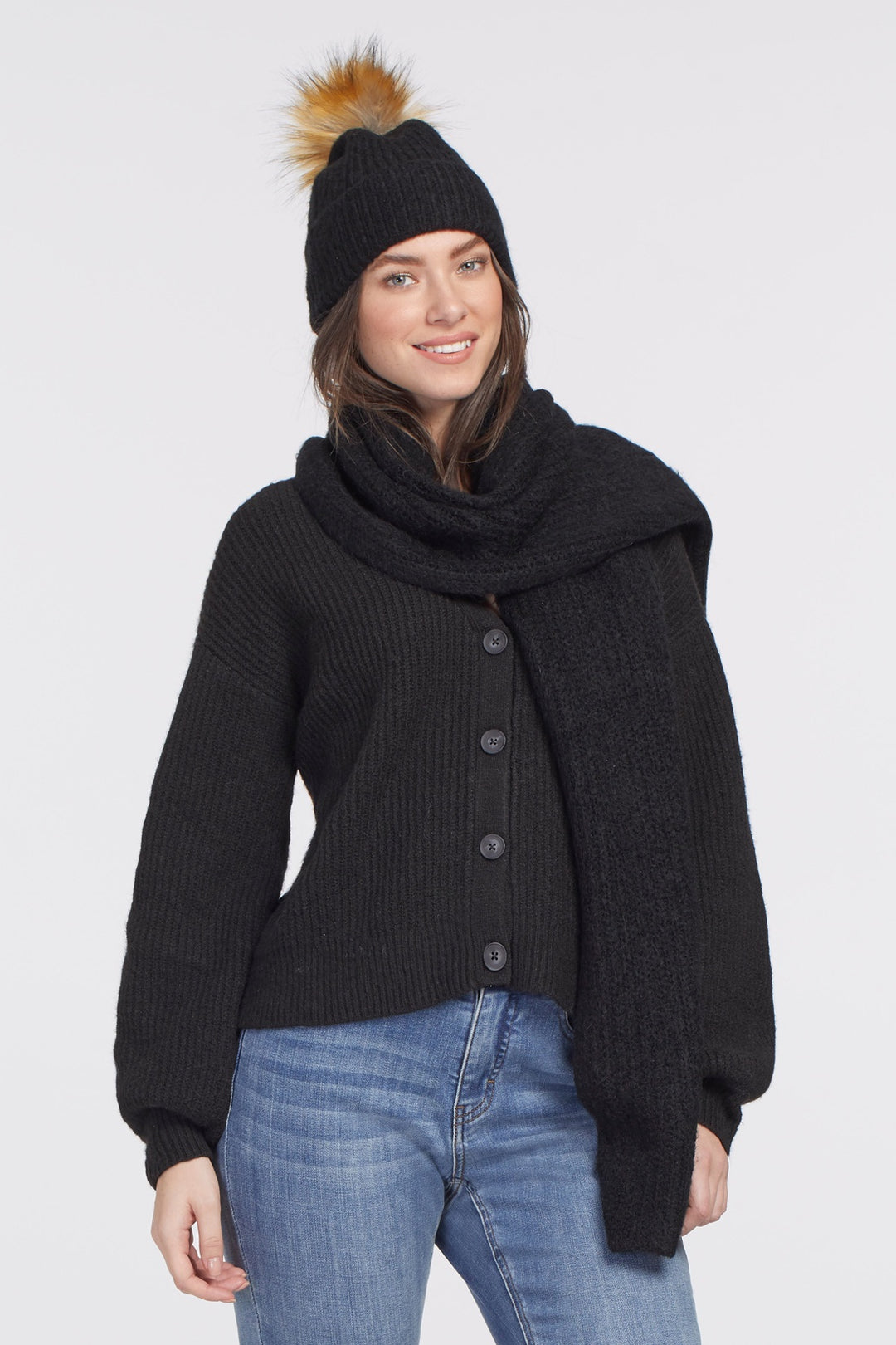 Tribal Winter Hat with Removable Pom Pom 7250OH-4521-0002 Black