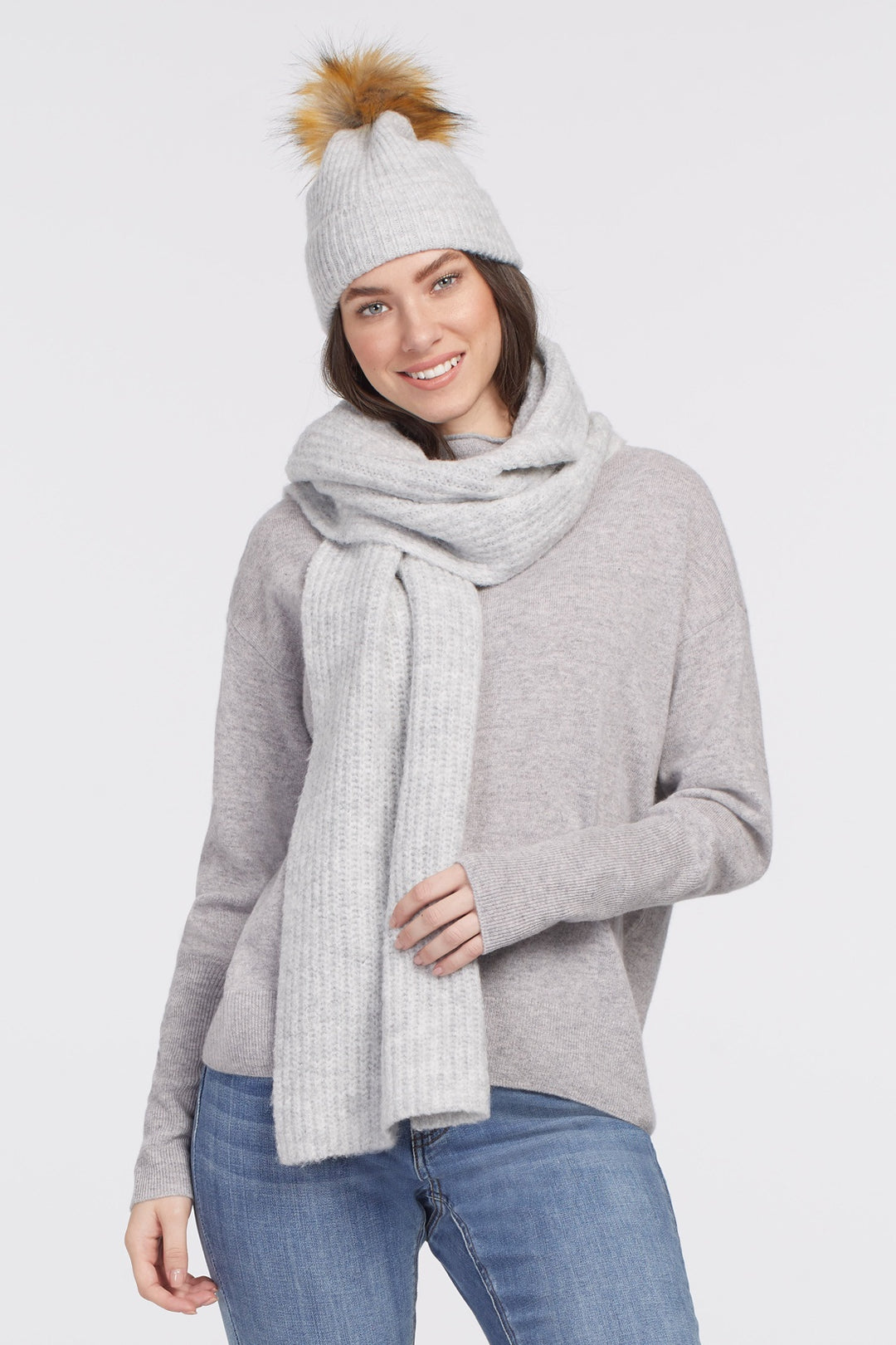 Tribal Winter Hat with Removable Pom Pom 7250OH-4521-2492 Grey Mix