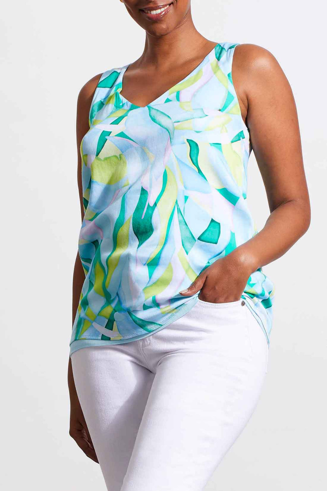 Tribal Reversible Woven Tank 7265O-1434-1778 Blue Sea