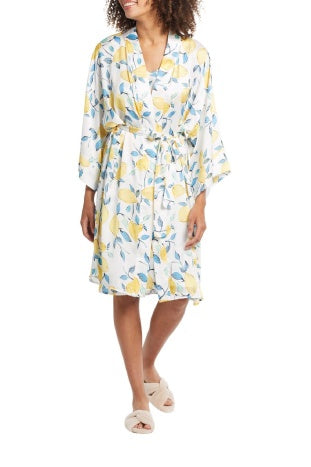 Tribal Printed Sateen Robe with Sash 7320O-4108-183A Sunshine