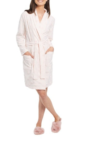 Tribal Sleep Cotton Robe with Shawl Collar 7330O-4561-2880 Pink Fizz - 1 ONLY SIZE SMALL - 20% OFF