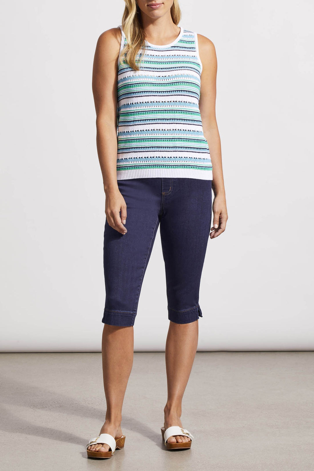 Tribal Sweater Knit Racer Back Tank 7667O-576-3059 Azure Blue