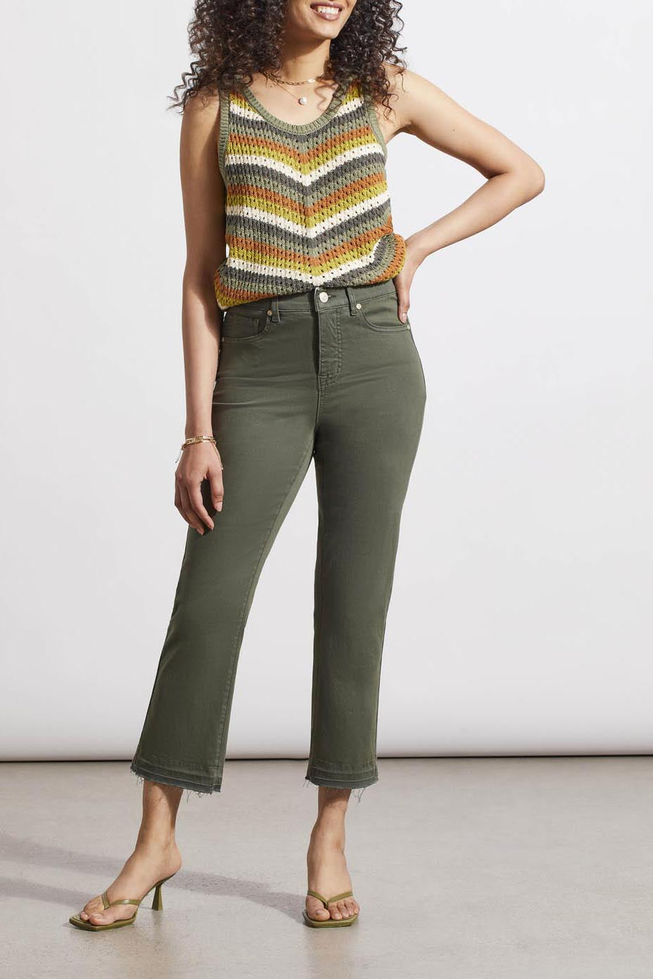 Tribal Sophia 5-Pocket Micro Flare Crop 7735O-2020W-0357 Fern Green