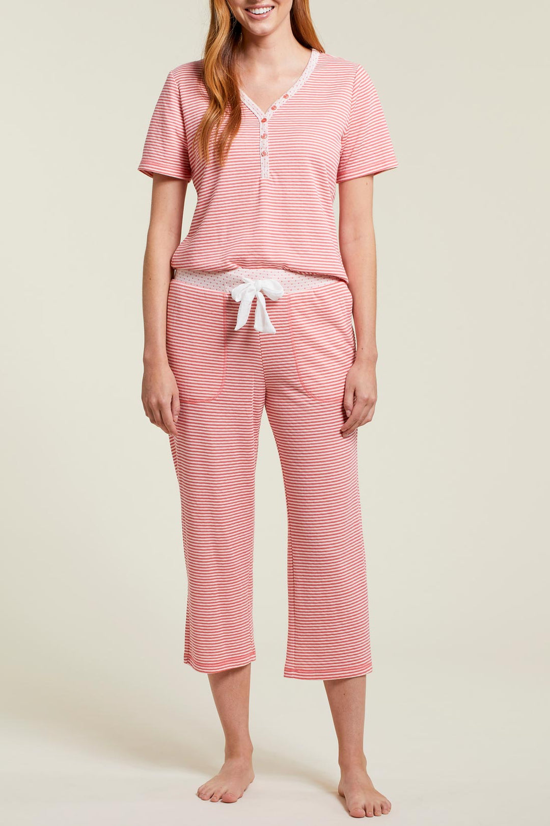 Tribal Sleep 2-Piece Pajama Set w/ Crop Pant 7817O-4564-2268 Grapefruit