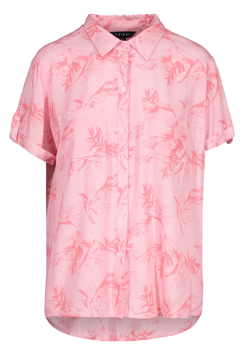 Tribal Short-Sleeved Woven Shirt 3781O-3287-1264 Punch