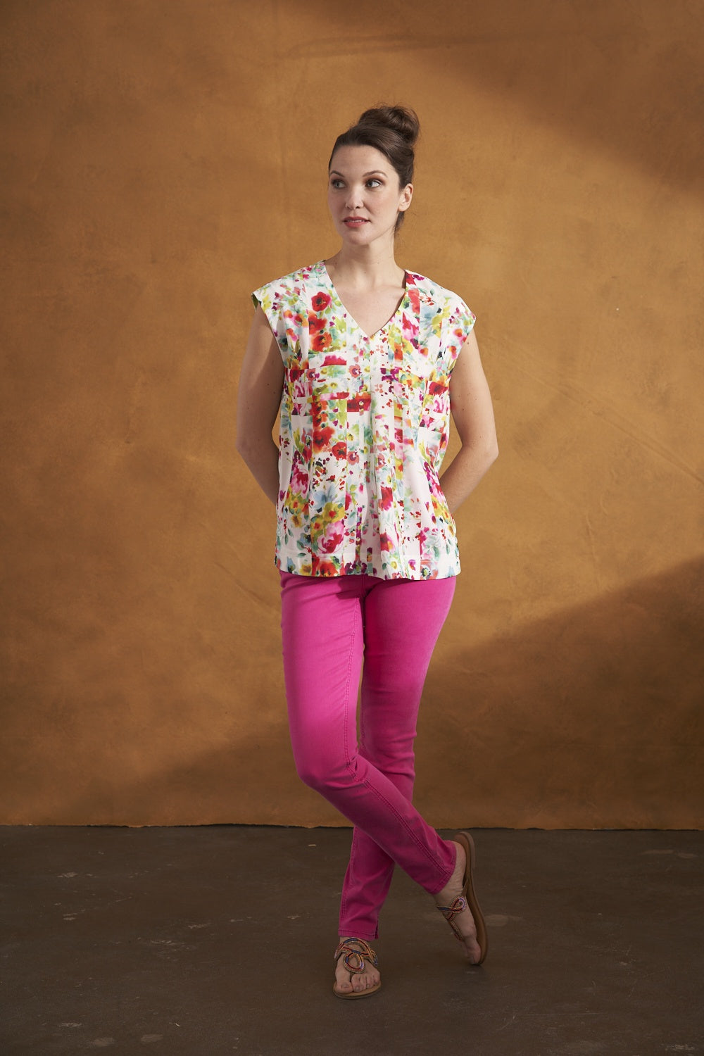 Renuar Printed Woven Blouse R5965-122BA89-Calypso Combo