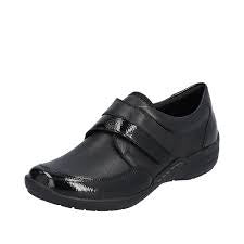 Remonte Slip-On Shoe w/ Velcro Closure and Stretch Inserts R7600-04-3 Black