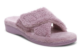 Womens Vionic Indulge Relax Plush Open-Toe Slipper w/ Velcro Closure - Dusk - 1 ONLY SIZE 11 - 20% OFF