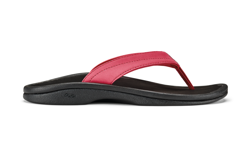 Womens Olukai Ohana Thong Sandal 20110-HC40 Hot Coral/Black