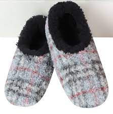 Mens Snoozies Boucle Plaid Slippers - Grey