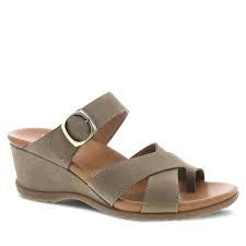 Womens Dansko Aubree Taupe Wedge Sandal 1612201200-Taupe