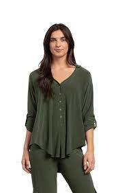 Sympli Quest Henley 3/4 Sleeve Top 22270-2-MELOLV Melange Olive