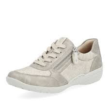 Womens Rieker Laced Shoe w/ Side Zip and Knit Inserts R7637-60-3 Gold