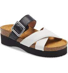 Womens Juliette Platform Slip-On Sandal 8801-WFX Soft White/Black Leather - 1 ONLY SIZE 41 (10-10.5) - 20% OFF