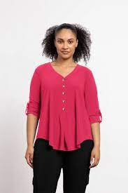 Sympli Quest Henley 3/4 Sleeve Top 22270-2-WML Watermelon