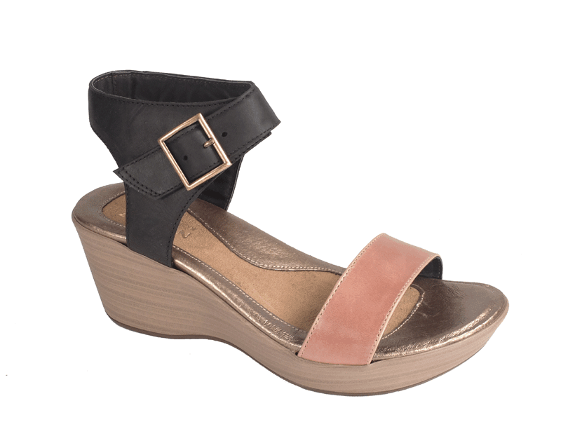 Womens Naot Caprice Wedge Sandal 39029-SDC Arizona Tan/Oily Coal