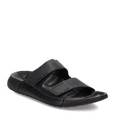Womens Ecco Cozmo Slip-On Velcro Sandal 206823-01001 Black Leather