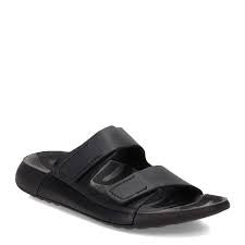 Womens Ecco 2nd Cozmo Slip-On Adjustable Strap (Velcro) Sandal 206823-01001 Black Leather
