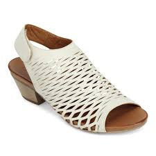 Womens Bueno "Lacey" Open Toe Shoe with Adjustable Velcro Slingback - White