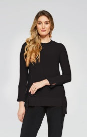 Sympli Long Sleeve Motion Step Hem Tunic 23179-3 Black - SIZE 10 AND 12 ONLY - 20% OFF