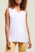 Tribal V-Neck S/Less Tank w/ Pleat 1291O-2891-0001 White