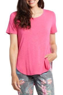 Tribal Crew Neck Top w/ Back Button Detail 4821O-5243-0807 Magenta