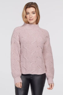 Tribal Mock Neck Oversize Sweater 7132O-4492-2764 Lilac Mist