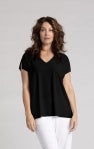 Sympli V-Neck Slit Sleeve Top 22318-0 Black