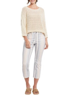 Tribal Audrey 5-Pocket Striped Straight Capri 7326O-2021-1192 Sea Fog - 1 ONLY SIZE 6 - 20% OFF