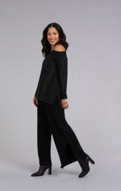 Sympli Long-Sleeve One-Shoulder Top 22294EJ-3-BLKANI Black Animal - 1 ONLY SIZE 8 - 20% OFF