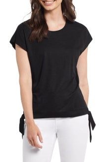 Tribal Crew Neck Top w/ Ties 4545O-3251-0002 Black - 1 ONLY SIZE X-SMALL - 20%. OFF