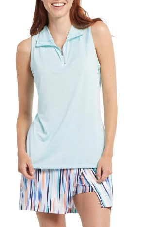 Tribal Sport Sleeveless Mock Neck Top with Zipper 4593O-3232-2216 Aruba
