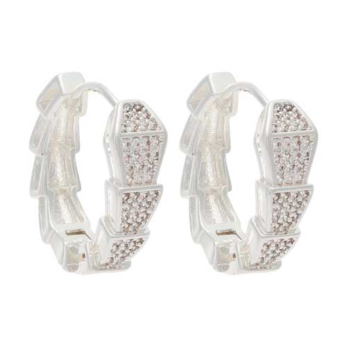 Merx Rhinestone Hoop Earring 03-02433 Silver