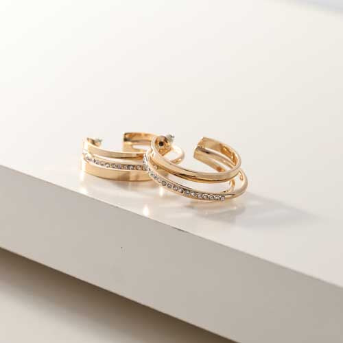 Merx Jewelled Hoop Earring 03-14390-1 Gold