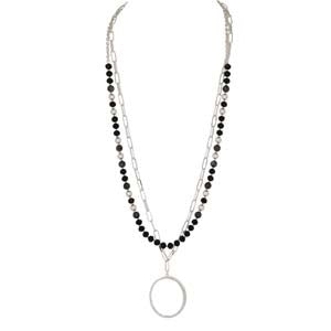 Merx Necklace 06-12717-2 Black/Silver