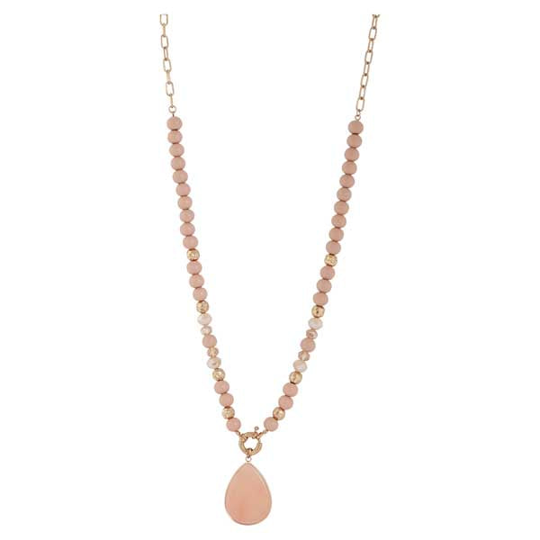 Merx Long Necklace 06-14355-2 Rose Quartz