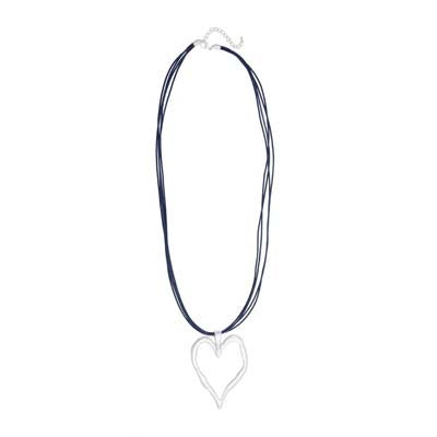 Merx Heart Necklace 06-5056-16 Black/Silver