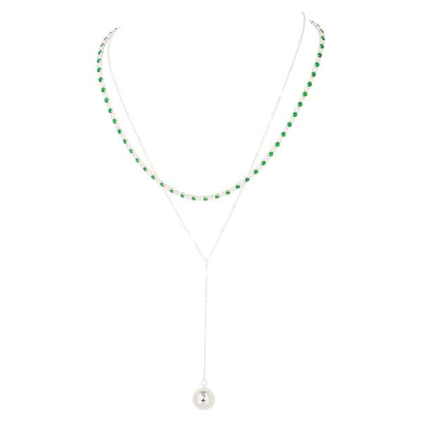 Merx Layered Necklace 06-5759 Silver/Emerald