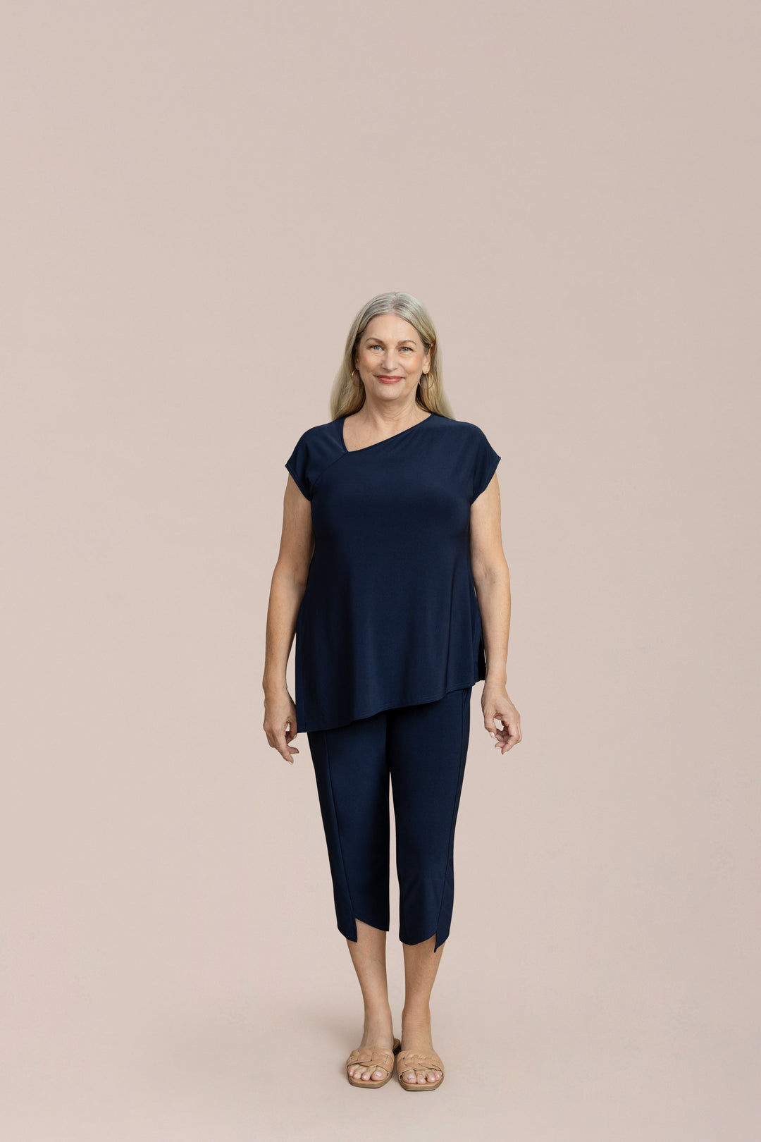 Sympli Slant Cap Sleeve Top 22161-0-128 Navy