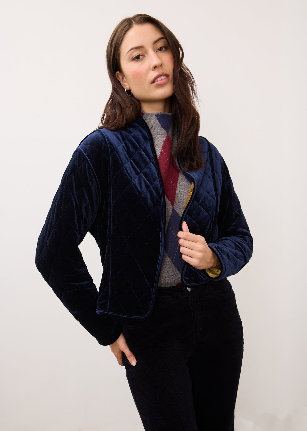 FDJ Reversible Quilted Jacket 10034971-BLUBR Blueberry/Brass