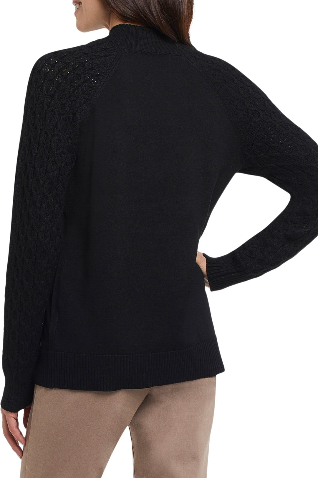 Tribal Long Sleeve Mock Neck Sweater 1099O-835-0002 Black