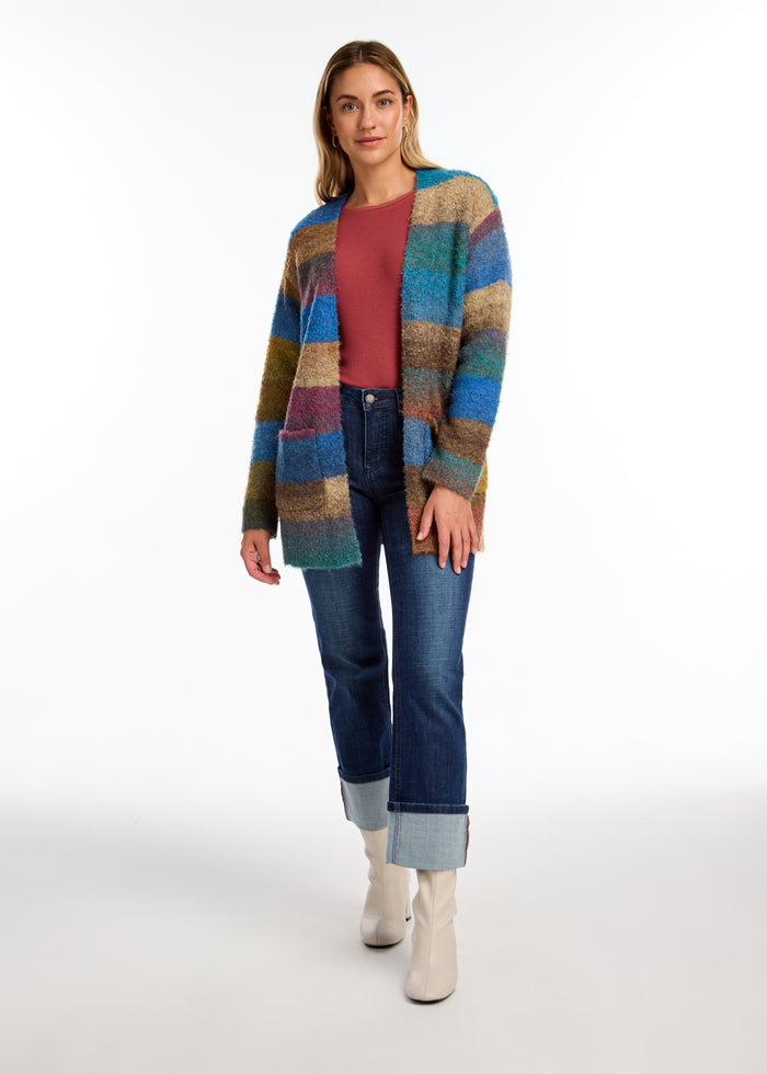 FDJ Striped Spacedye Cardigan Sweater 1277104-TBSD Tie Dye Boucle