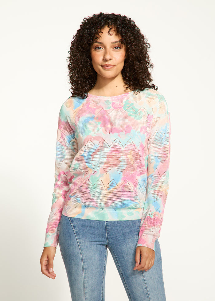 FDJ Pointelle Printed Sweater 1337624-PRT Grand Floral