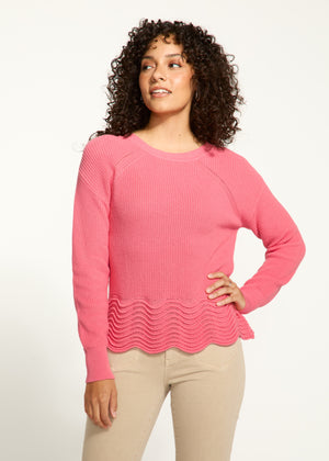 FDJ Scalloped Hem Sweater 1524314-COR Coral