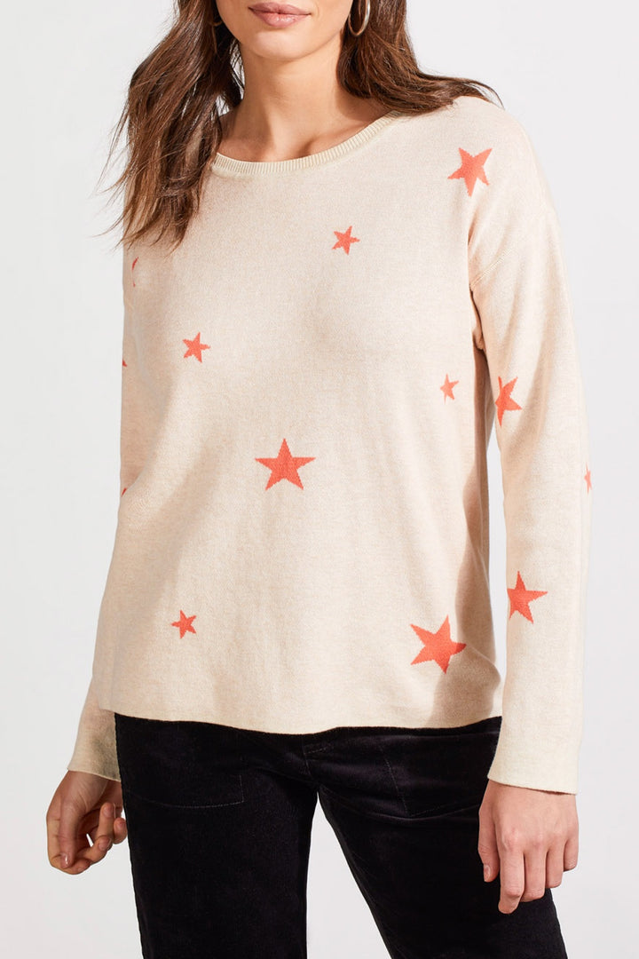 Tribal Crew Neck Reversible Sweater 1597O-576-0901 Azalea - 1 ONLY SIZE X-LARGE - 20% OFF