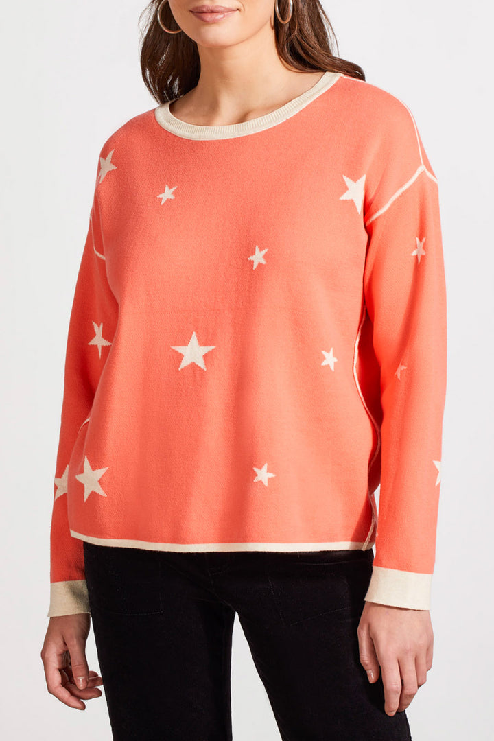 Tribal Crew Neck Reversible Sweater 1597O-576-0901 Azalea - 1 ONLY SIZE X-LARGE - 20% OFF