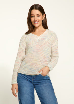 FDJ Long Sleeve V-Neck Sweater 1774755-CNFI Confetti