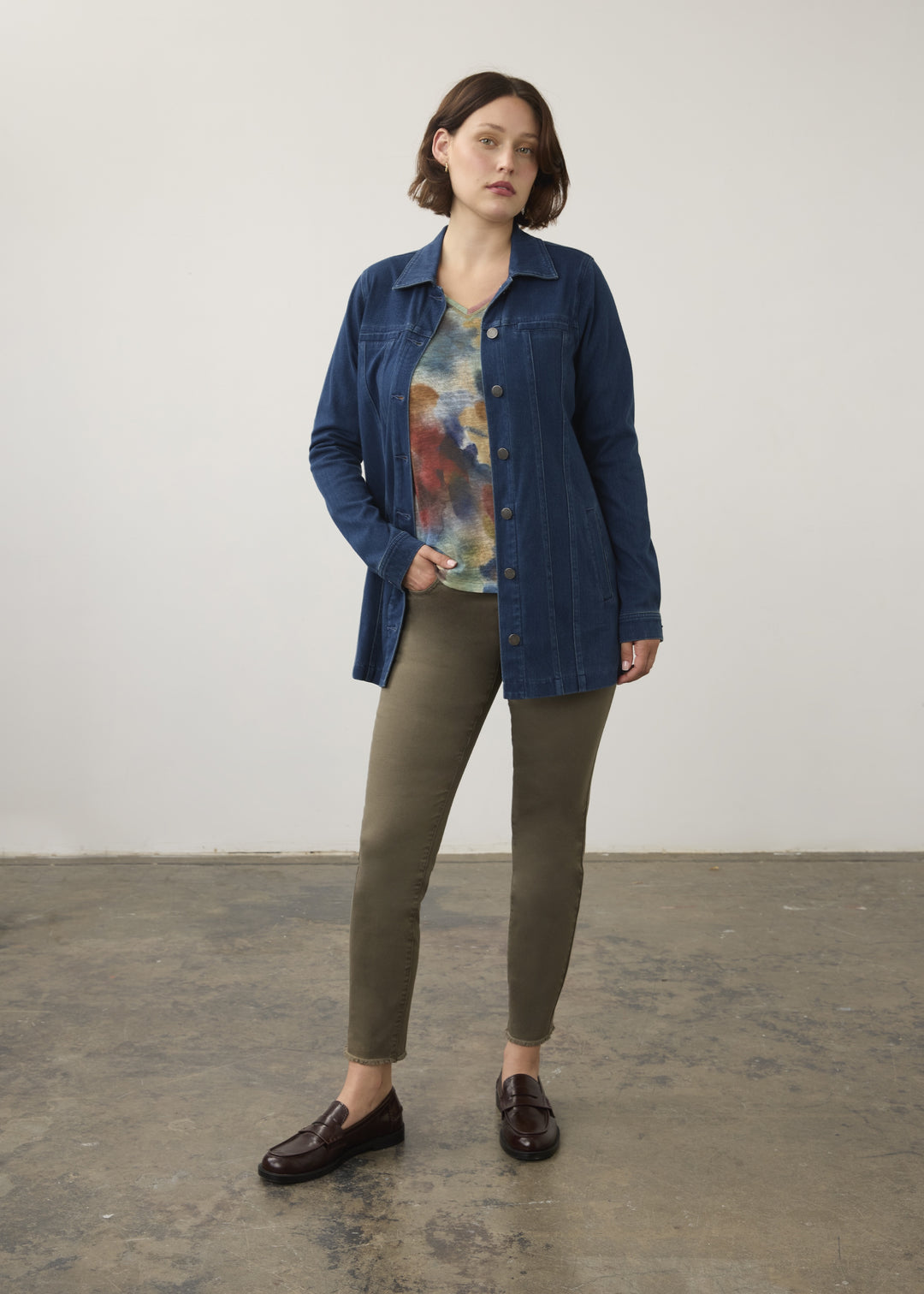 FDJ French Dressing Long Denim Jacket 1825131-DWH Dark Wash