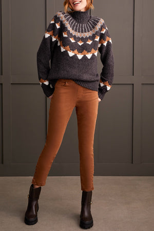 Tribal Mockneck Intarsia Sweater 1880O-3808-0933 Walnut